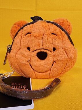Loungefly Disney Winnie the Pooh Plush Pumpkin Cosplay Coin Bag Wristlet NEW